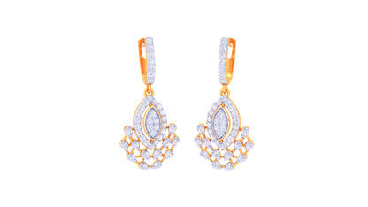 Teardrop Cluster Gold Hoop Earrings - 0.75 Ct Sparkling Diamonds