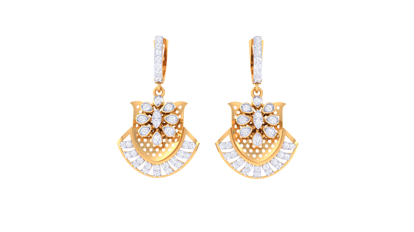 Dazzling Petal Diamond Hoop Earrings In Gold - 0.58 Ct