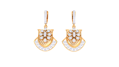 Dazzling Petal Diamond Hoop Earrings In Gold - 0.58 Ct