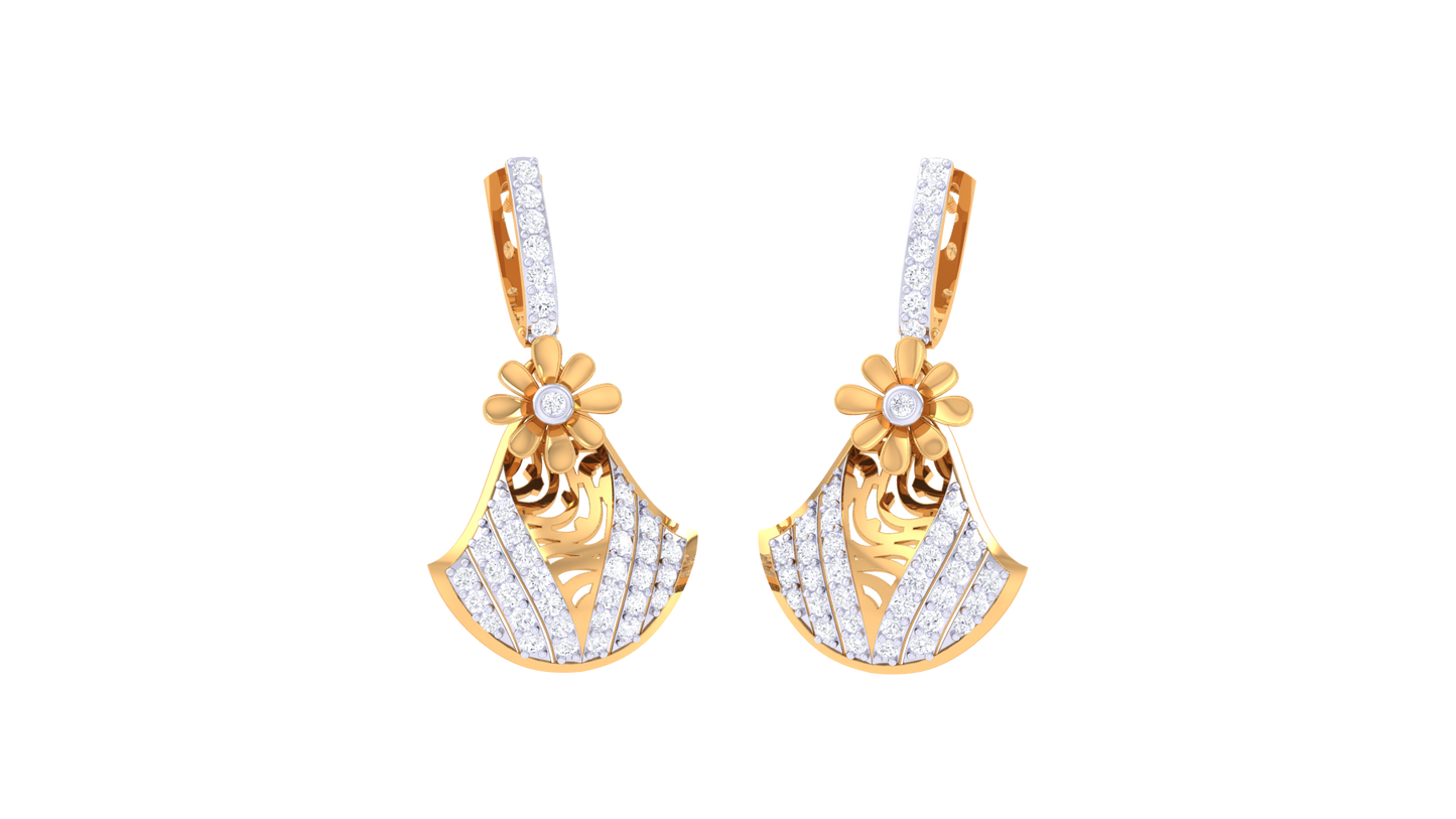 Bold Stride Hoop Yellow Gold Earrings - 0.62 Ct Round Diamonds