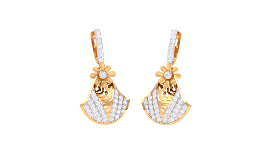 Bold Stride Hoop Yellow Gold Earrings - 0.62 Ct Round Diamonds