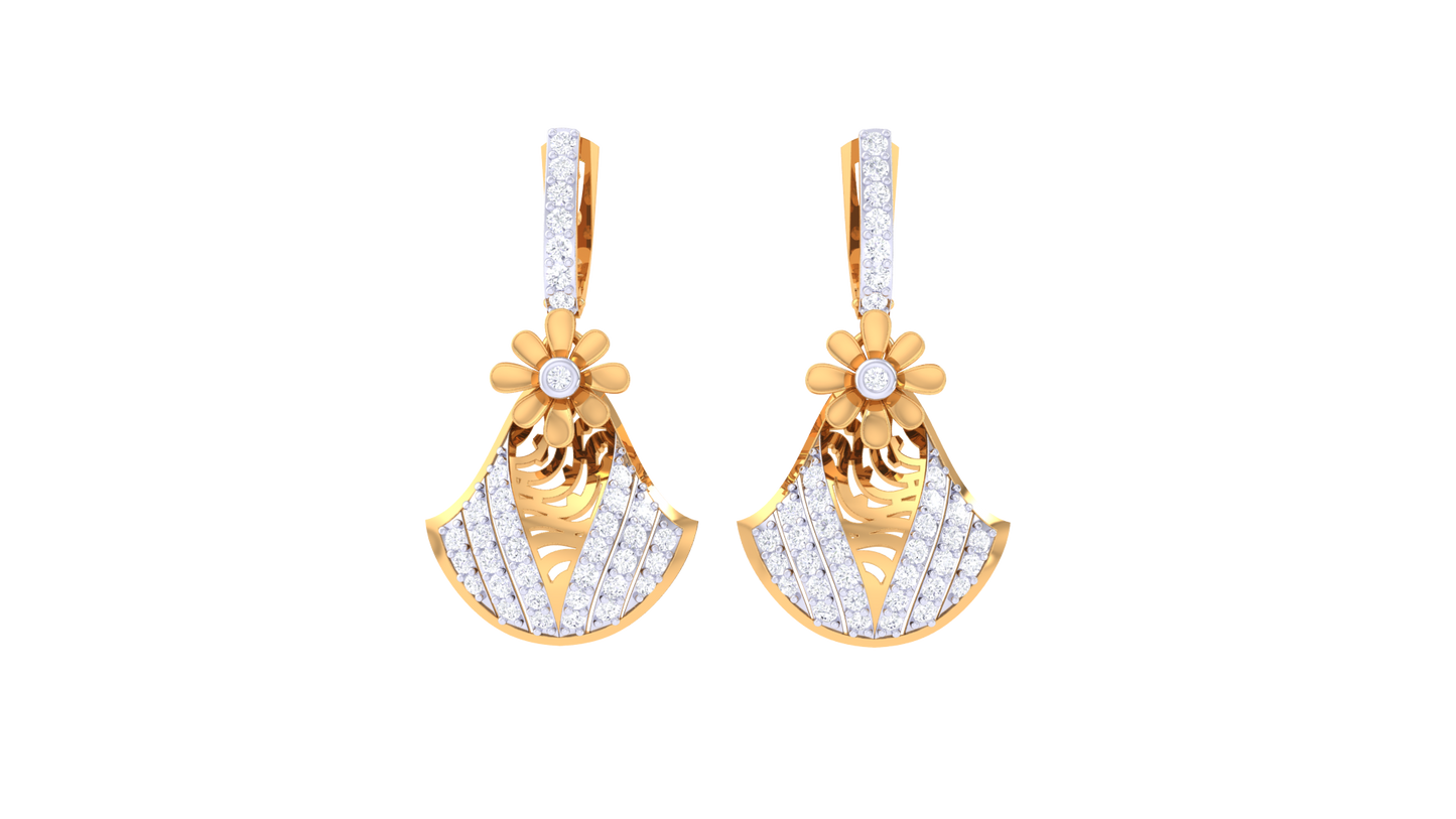 Bold Stride Hoop Yellow Gold Earrings - 0.62 Ct Round Diamonds