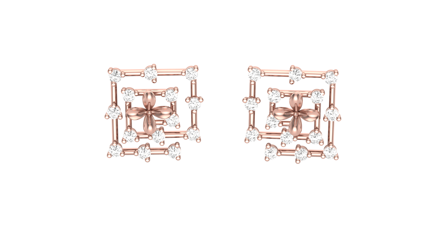 0.48 Ct - Square Sparkle Diamond Stud Earrings