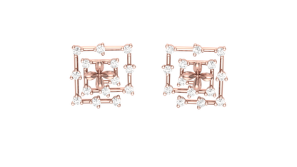 0.48 Ct - Square Sparkle Diamond Stud Earrings