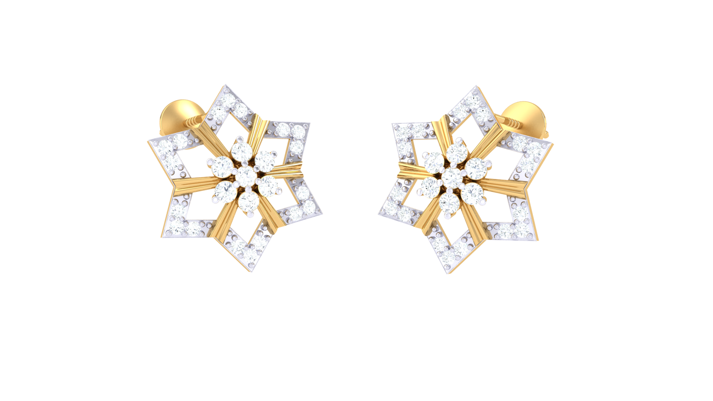 Celestial Bloom Diamond Stud Earrings In Gold – 0.49 Ct