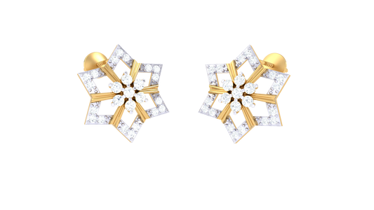 Celestial Bloom Diamond Stud Earrings In Gold – 0.49 Ct
