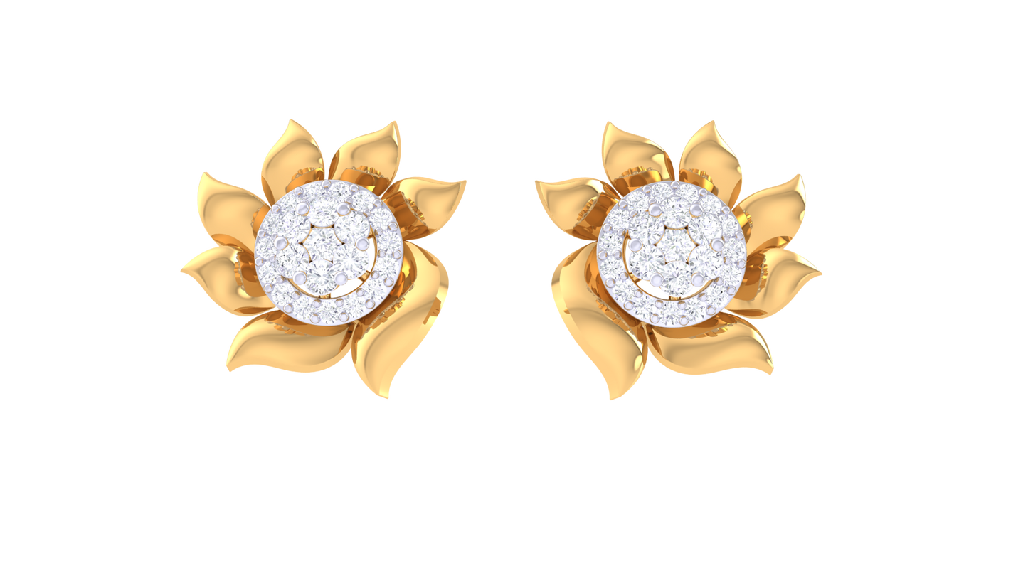 Floral Sparkle Diamond stud Earrings-0.47 Ct.