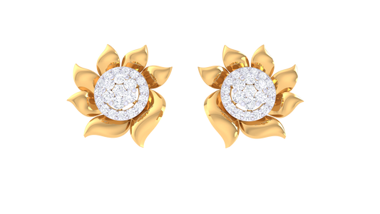 Floral Sparkle Diamond stud Earrings-0.47 Ct.