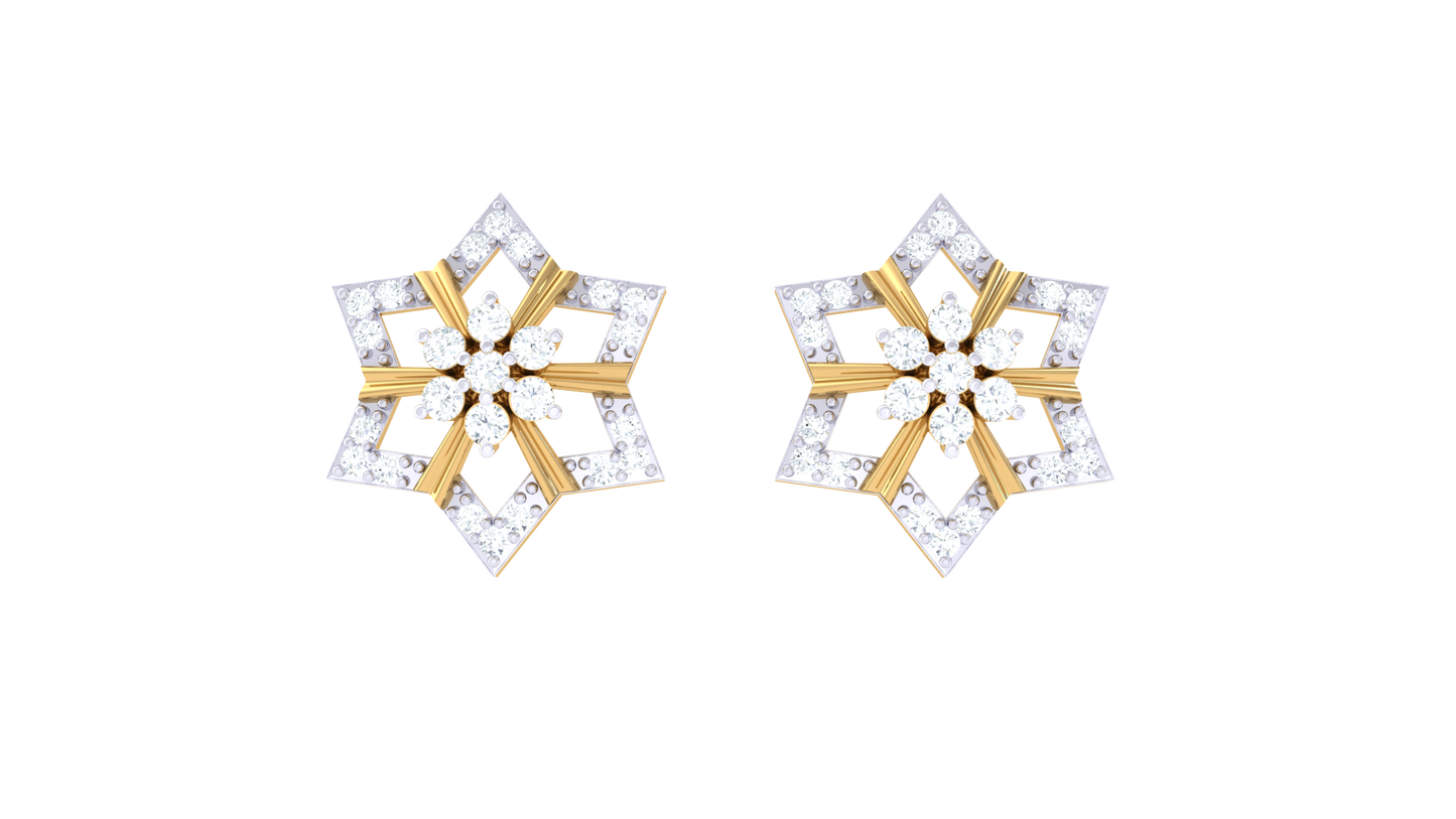 Celestial Bloom Diamond Stud Earrings In Gold – 0.49 Ct