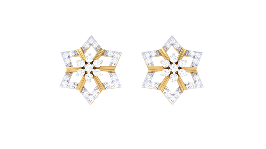 Celestial Bloom Diamond Stud Earrings In Gold – 0.49 Ct