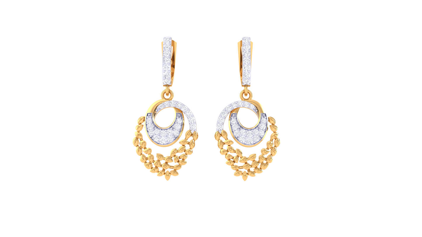 Dual-Tone Swirl Hoop Earrings With Floral Accents – 0.43 ct Diamonds