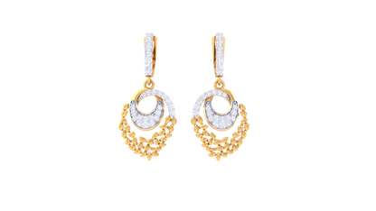 Dual-Tone Swirl Hoop Earrings With Floral Accents – 0.43 ct Diamonds