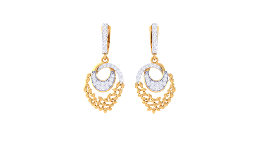 Dual-Tone Swirl Hoop Earrings With Floral Accents – 0.43 ct Diamonds