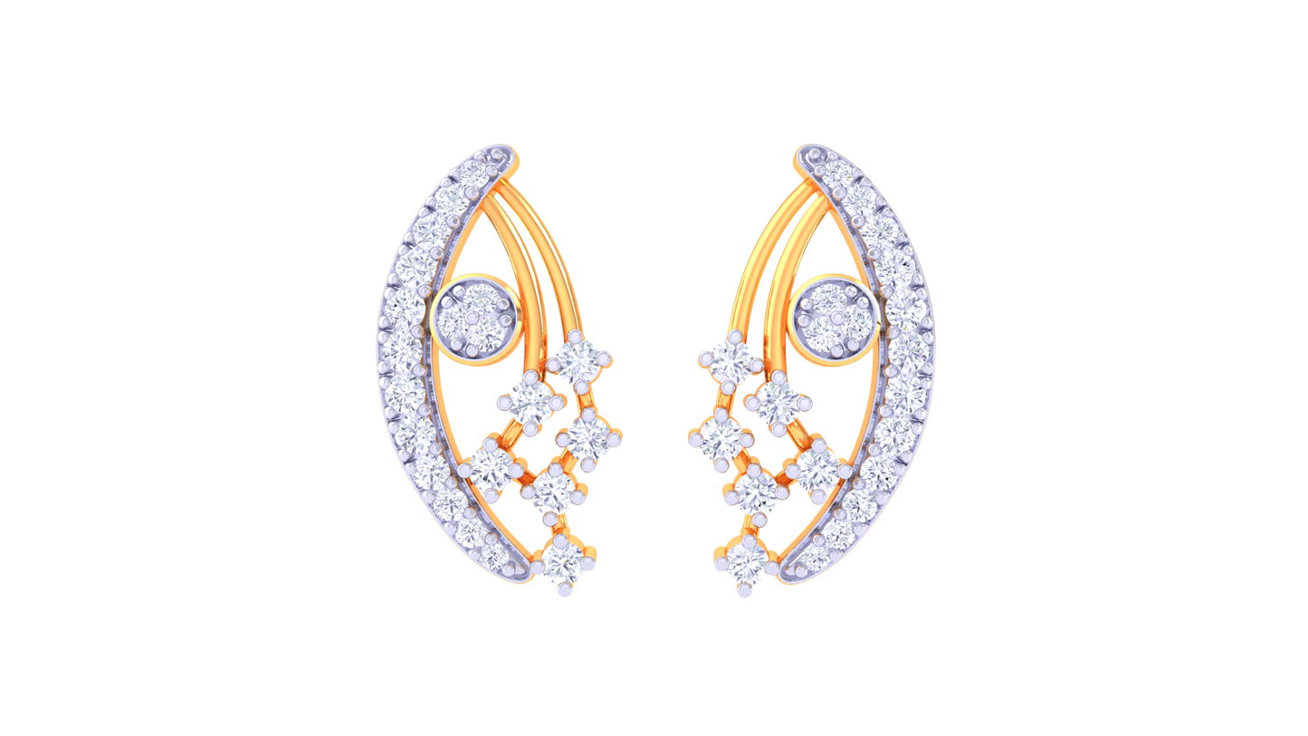 Cascade Bloom Stud Earrings In Gold - 0.44 Ct Diamond Cluster