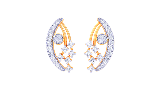 Cascade Bloom Stud Earrings In Gold - 0.44 Ct Diamond Cluster