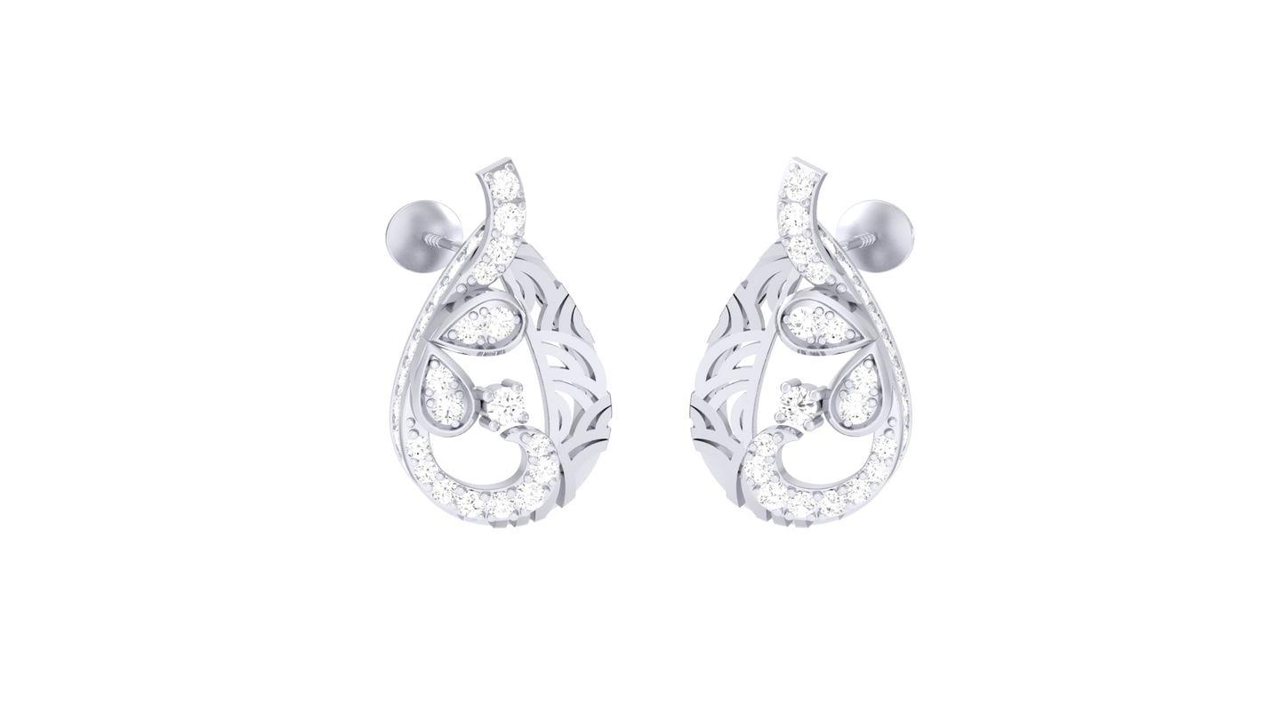 Celestial Curl Stud Earrings In Yellow Gold - 0.58 Ct Dazzling Round Cut Diamonds