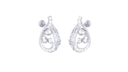 Celestial Curl Stud Earrings In Yellow Gold - 0.58 Ct Dazzling Round Cut Diamonds