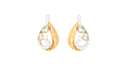 Celestial Curl Stud Earrings In Yellow Gold - 0.58 Ct Dazzling Round Cut Diamonds