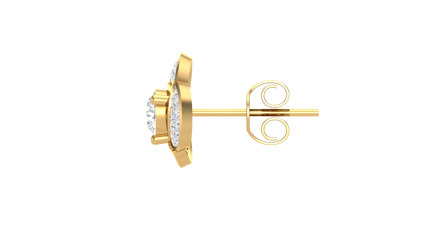 Triple Petal Diamond Stud Earrings In Gold - 1.32 Ct