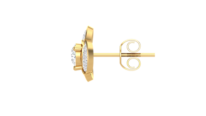 Triple Petal Diamond Stud Earrings In Gold - 1.32 Ct