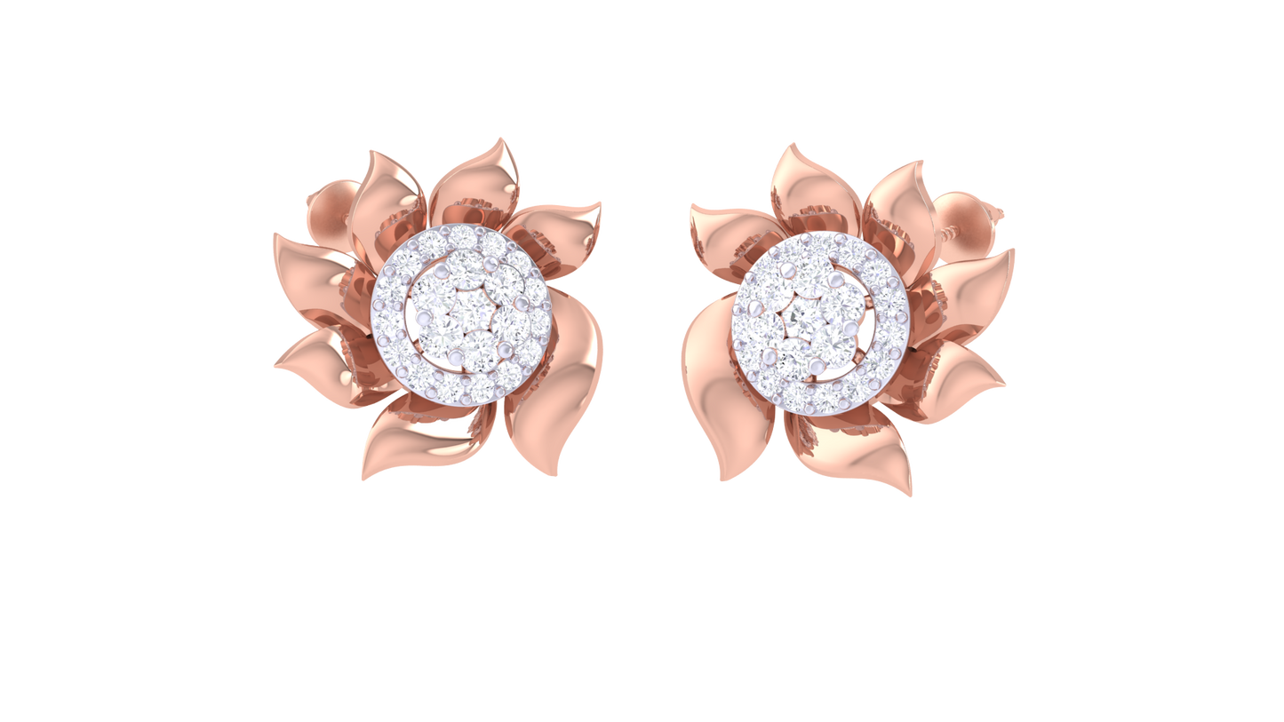 Floral Sparkle Diamond stud Earrings-0.47 Ct.
