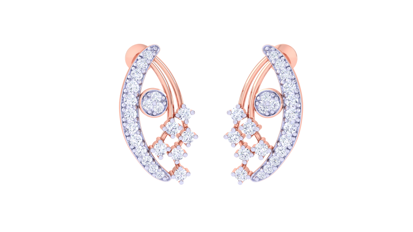 Cascade Bloom Stud Earrings In Gold - 0.44 Ct Diamond Cluster