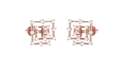 0.48 Ct - Square Sparkle Diamond Stud Earrings