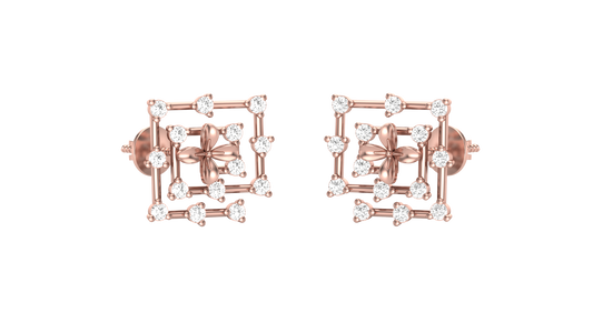 0.48 Ct - Square Sparkle Diamond Stud Earrings