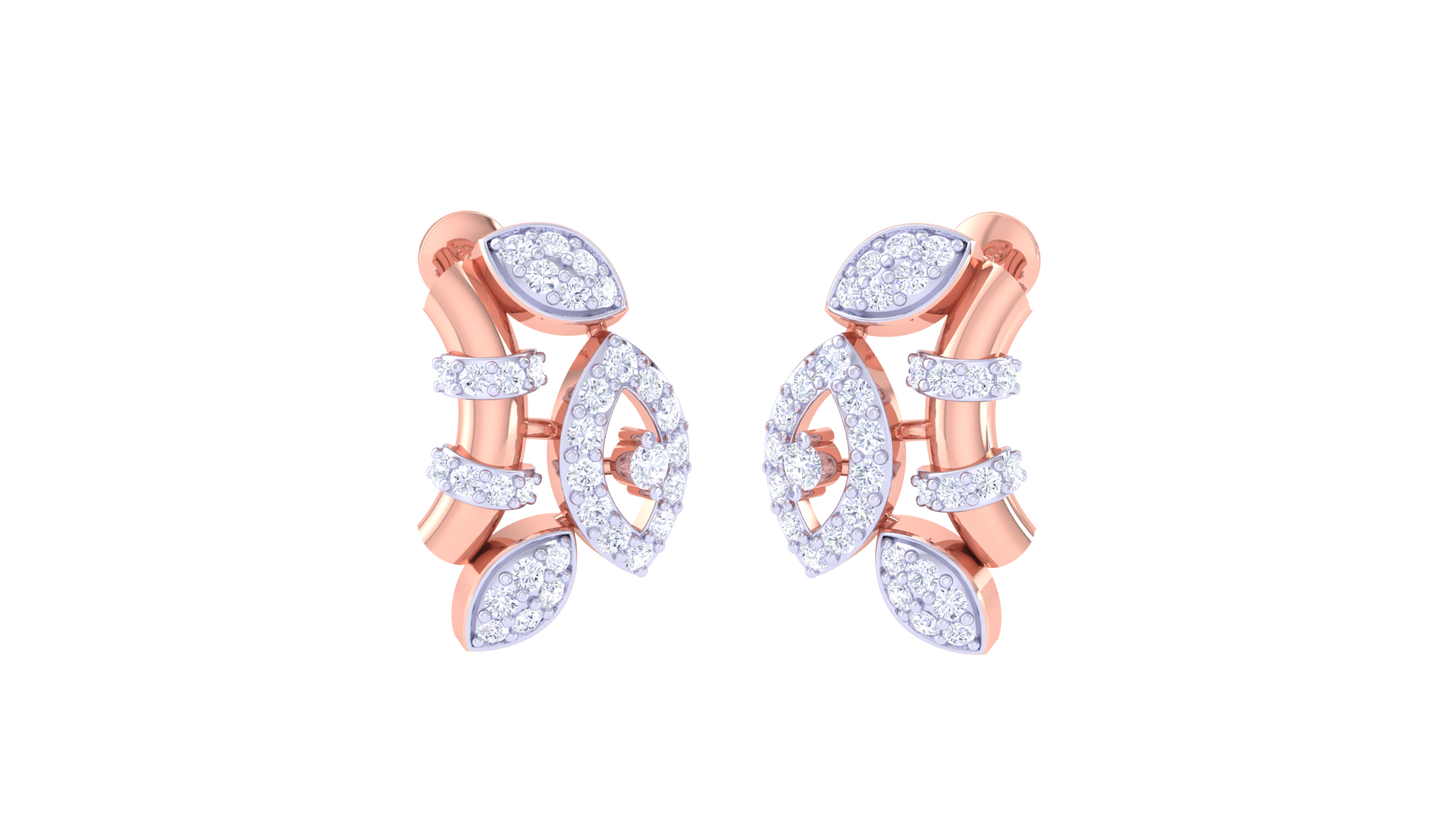 Symmetric Marquise Gold Stud Earrings - 0.57 Ct Diamond Embellishments