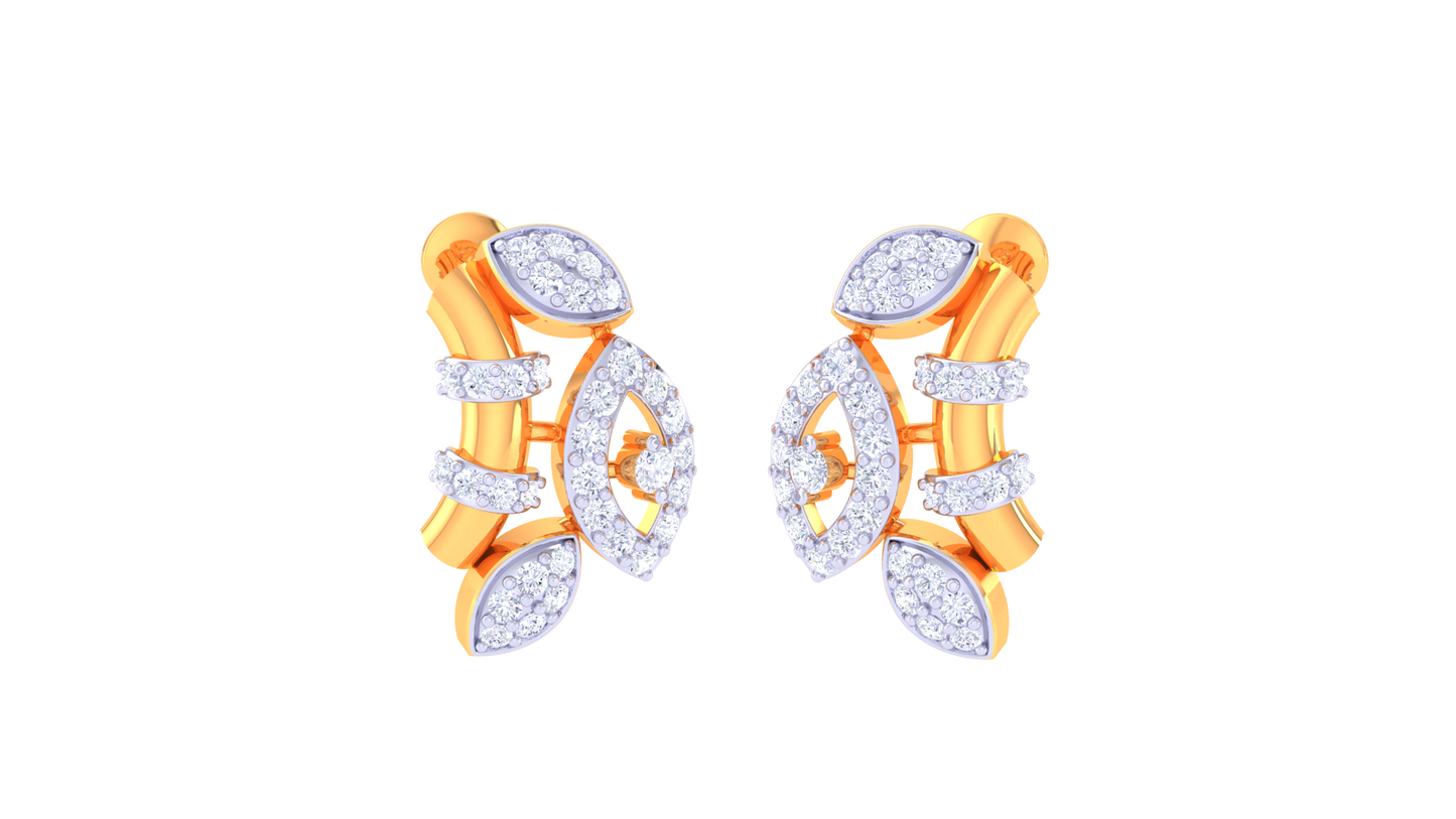 Symmetric Marquise Gold Stud Earrings - 0.57 Ct Diamond Embellishments