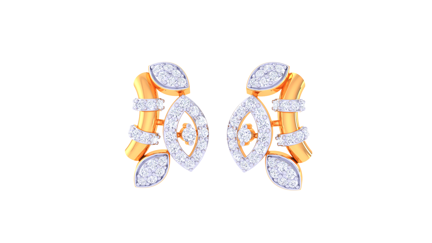 Symmetric Marquise Gold Stud Earrings - 0.57 Ct Diamond Embellishments