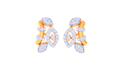 Symmetric Marquise Gold Stud Earrings - 0.57 Ct Diamond Embellishments