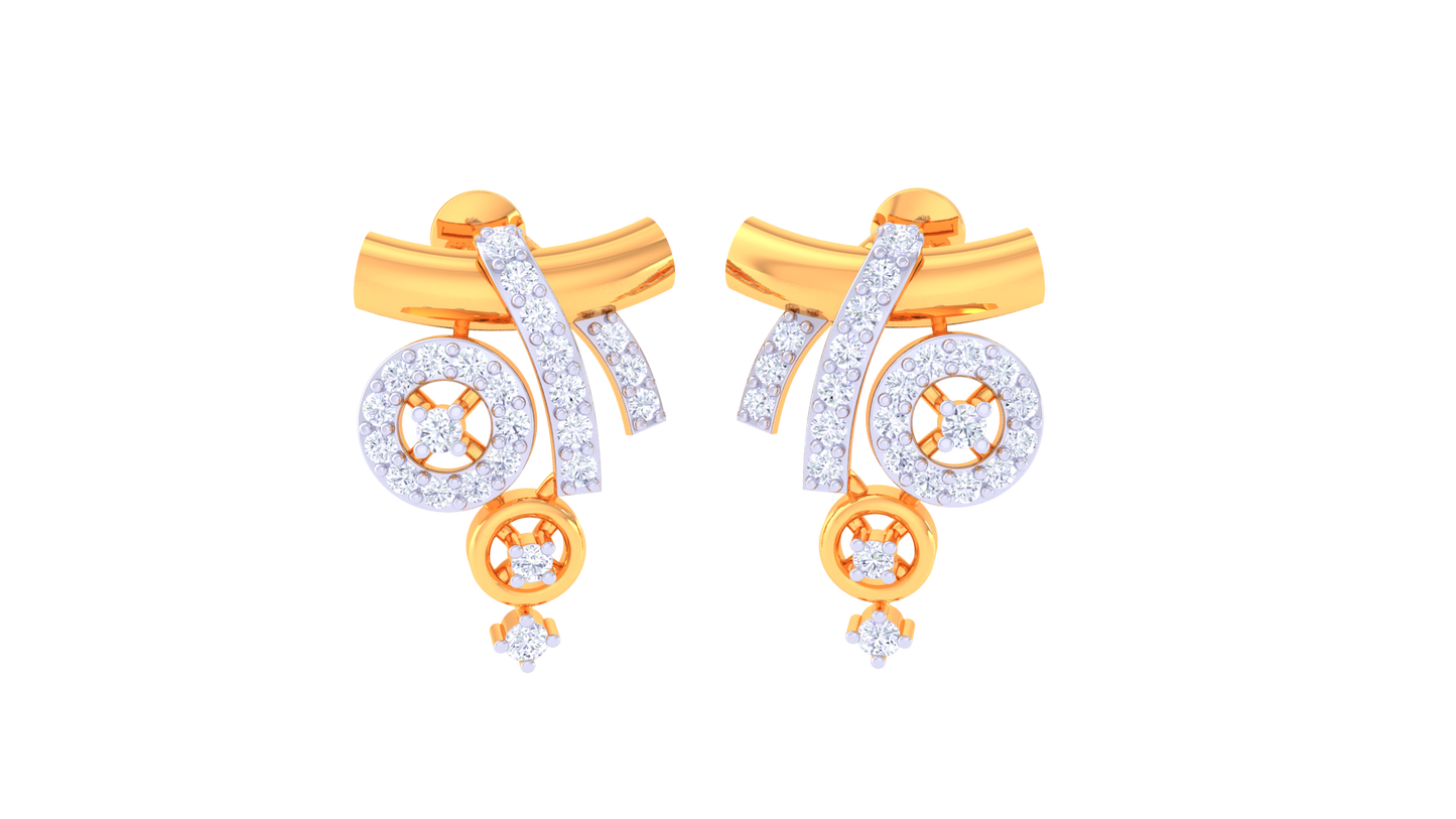Modern Orbit Stud Earrings In Gold - 0.45 Ct Sparkling Diamonds