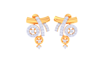 Modern Orbit Stud Earrings In Gold - 0.45 Ct Sparkling Diamonds