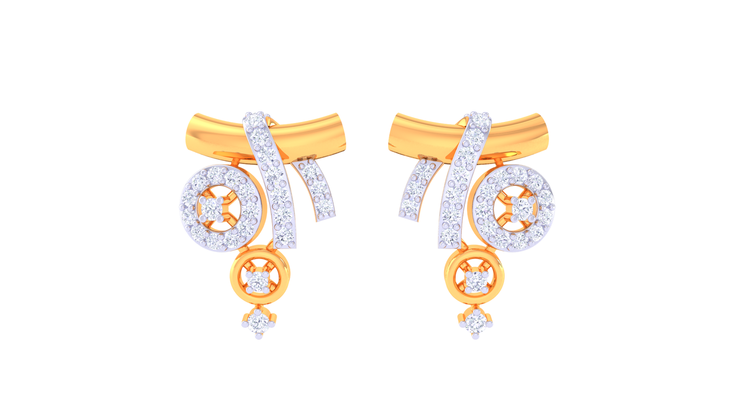 Modern Orbit Stud Earrings In Gold - 0.45 Ct Sparkling Diamonds