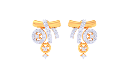 Modern Orbit Stud Earrings In Gold - 0.45 Ct Sparkling Diamonds