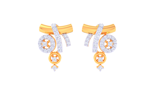 Modern Orbit Stud Earrings In Gold - 0.45 Ct Sparkling Diamonds