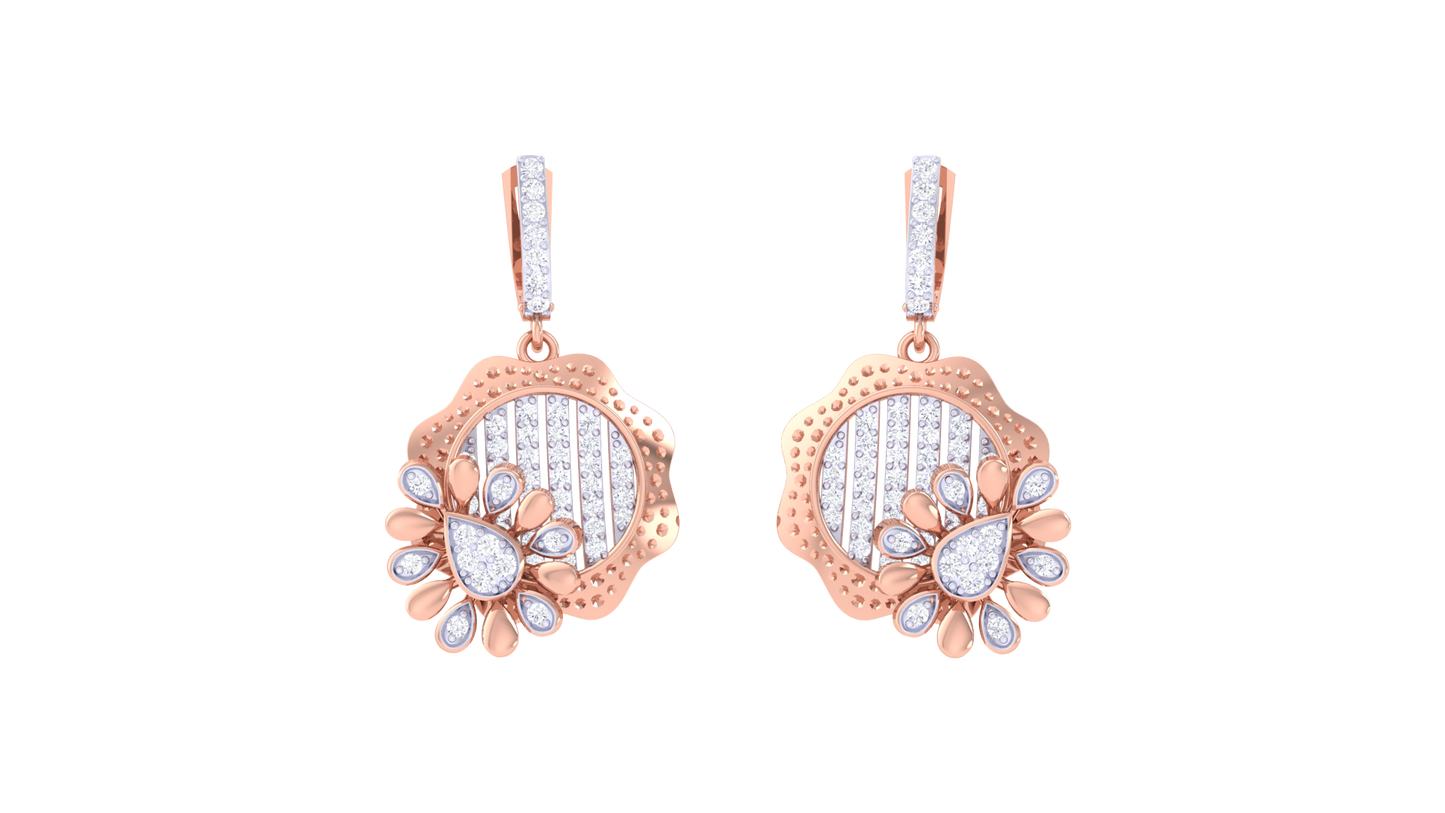 Sunlit Flora Gold and Diamond Hoop Earrings - 0.80 Ct