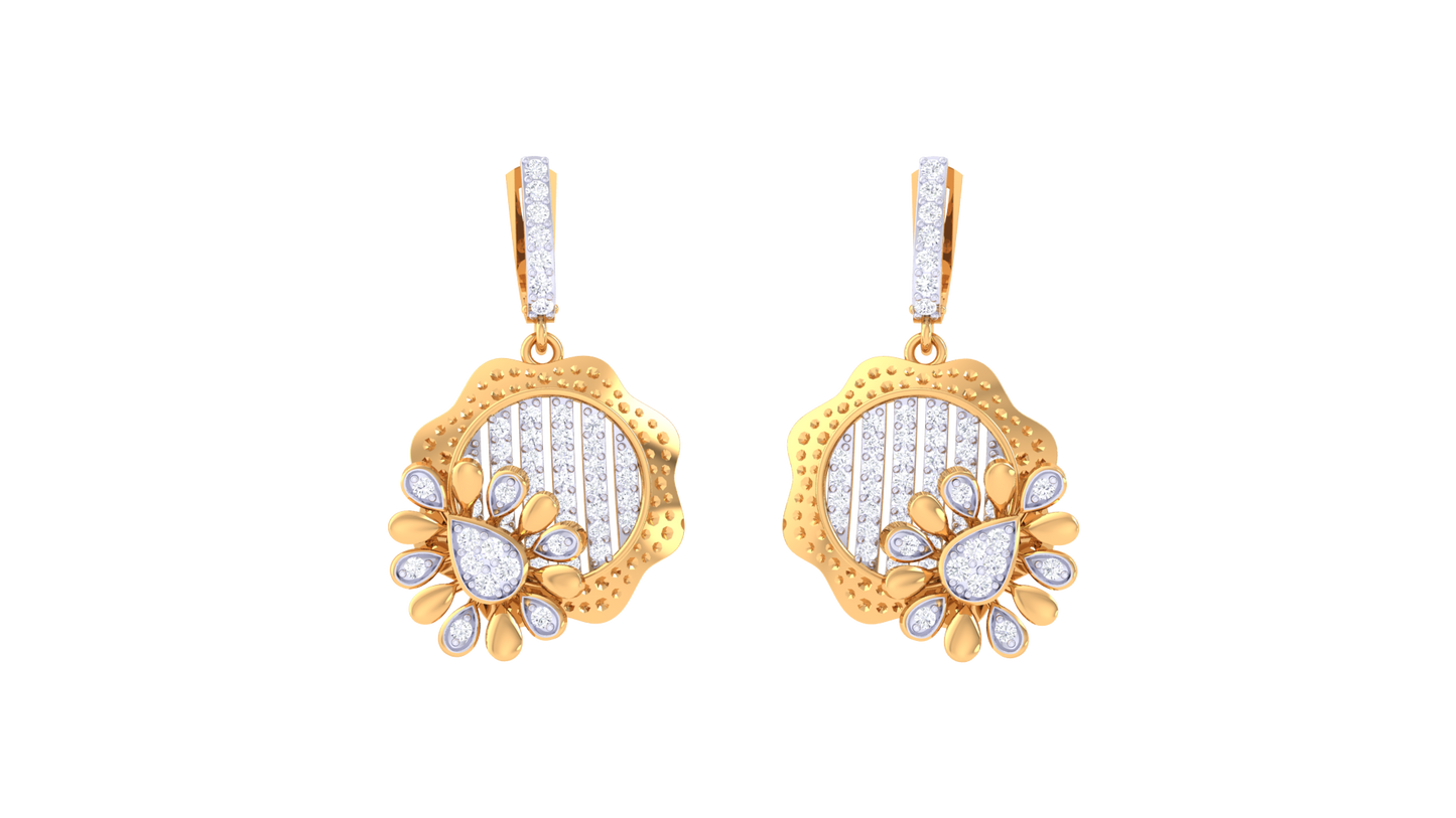 Sunlit Flora Gold and Diamond Hoop Earrings - 0.80 Ct