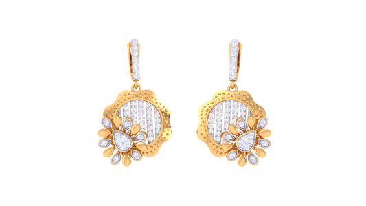 Sunlit Flora Gold and Diamond Hoop Earrings - 0.80 Ct