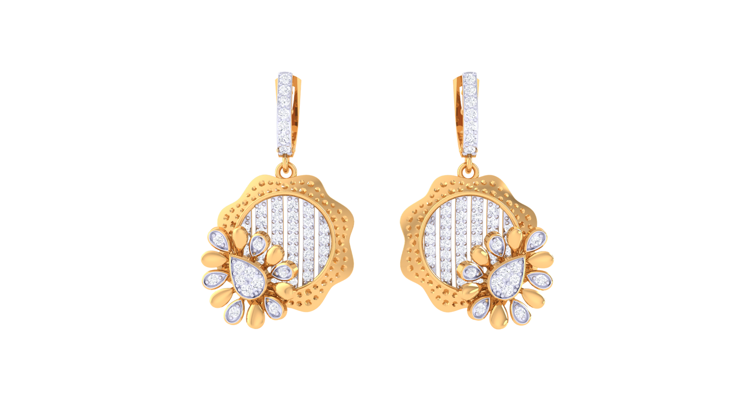 Sunlit Flora Gold and Diamond Hoop Earrings - 0.80 Ct