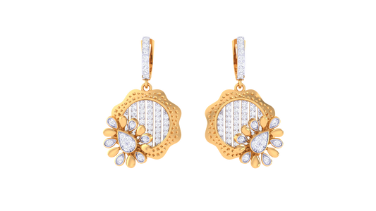 Sunlit Flora Gold and Diamond Hoop Earrings - 0.80 Ct