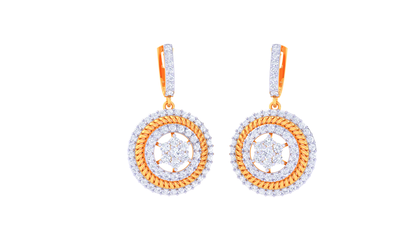 Celestial Halo Hoop Earrings In Gold - 1.46 Ct Brilliant cut Diamonds