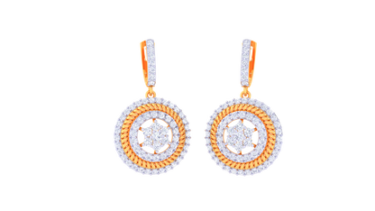 Celestial Halo Hoop Earrings In Gold - 1.46 Ct Brilliant cut Diamonds