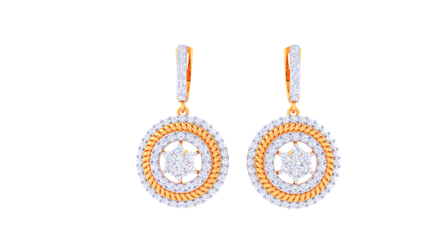 Celestial Halo Hoop Earrings In Gold - 1.46 Ct Brilliant cut Diamonds