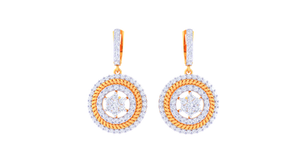 Celestial Halo Hoop Earrings In Gold - 1.46 Ct Brilliant cut Diamonds