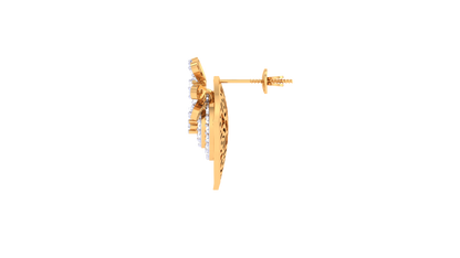 Floral Cascade Stud Earrings In Yellow Gold - 0.63 Ct Round Cut Diamonds