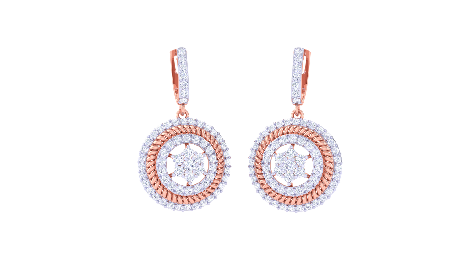 Celestial Halo Hoop Earrings In Gold - 1.46 Ct Brilliant cut Diamonds