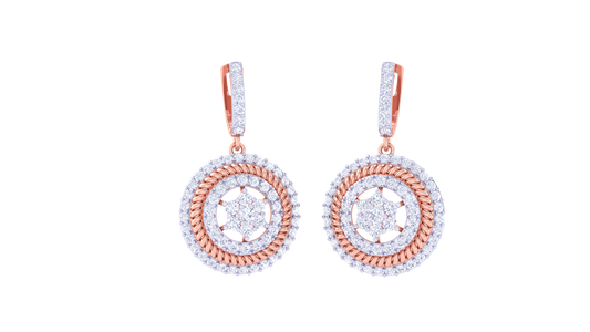 Celestial Halo Hoop Earrings In Gold - 1.46 Ct Brilliant cut Diamonds