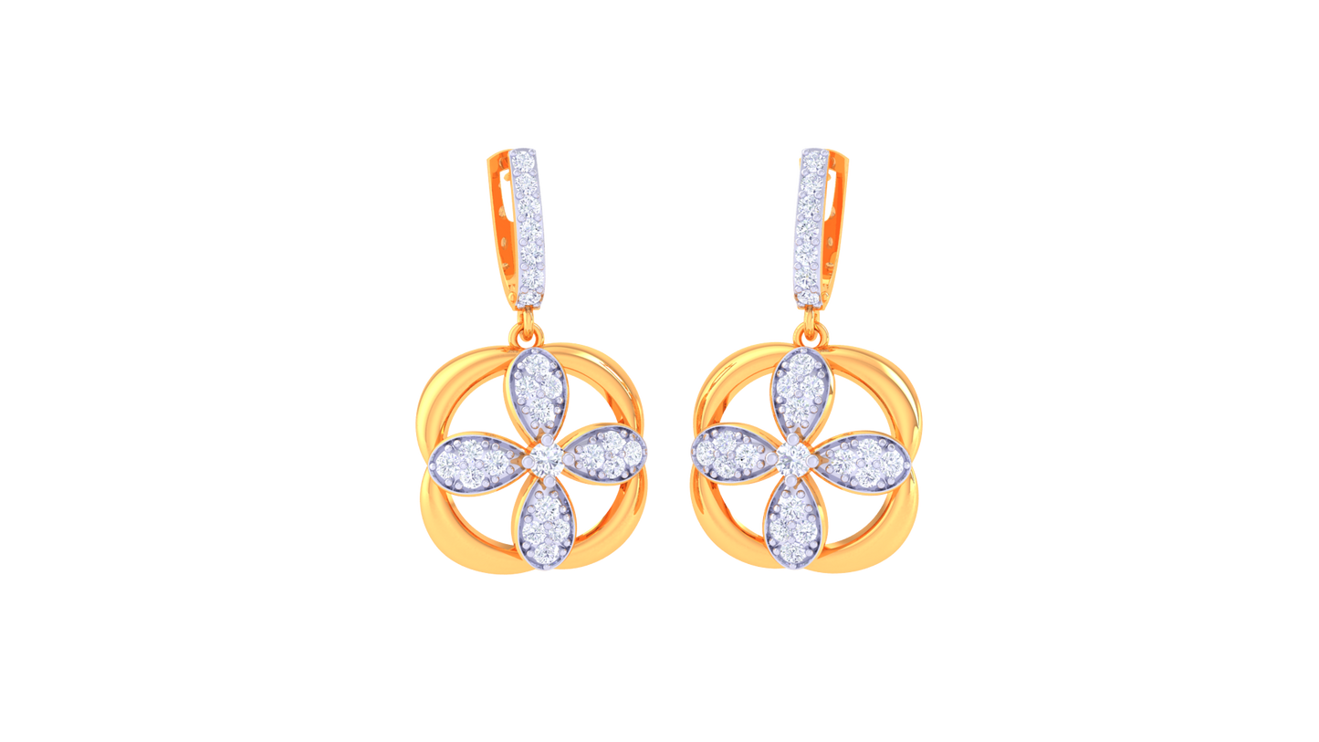 Petal Embrace Hoop Earrings In Luminous Gold - 0.66 Ct Brilliant Cut Diamonds